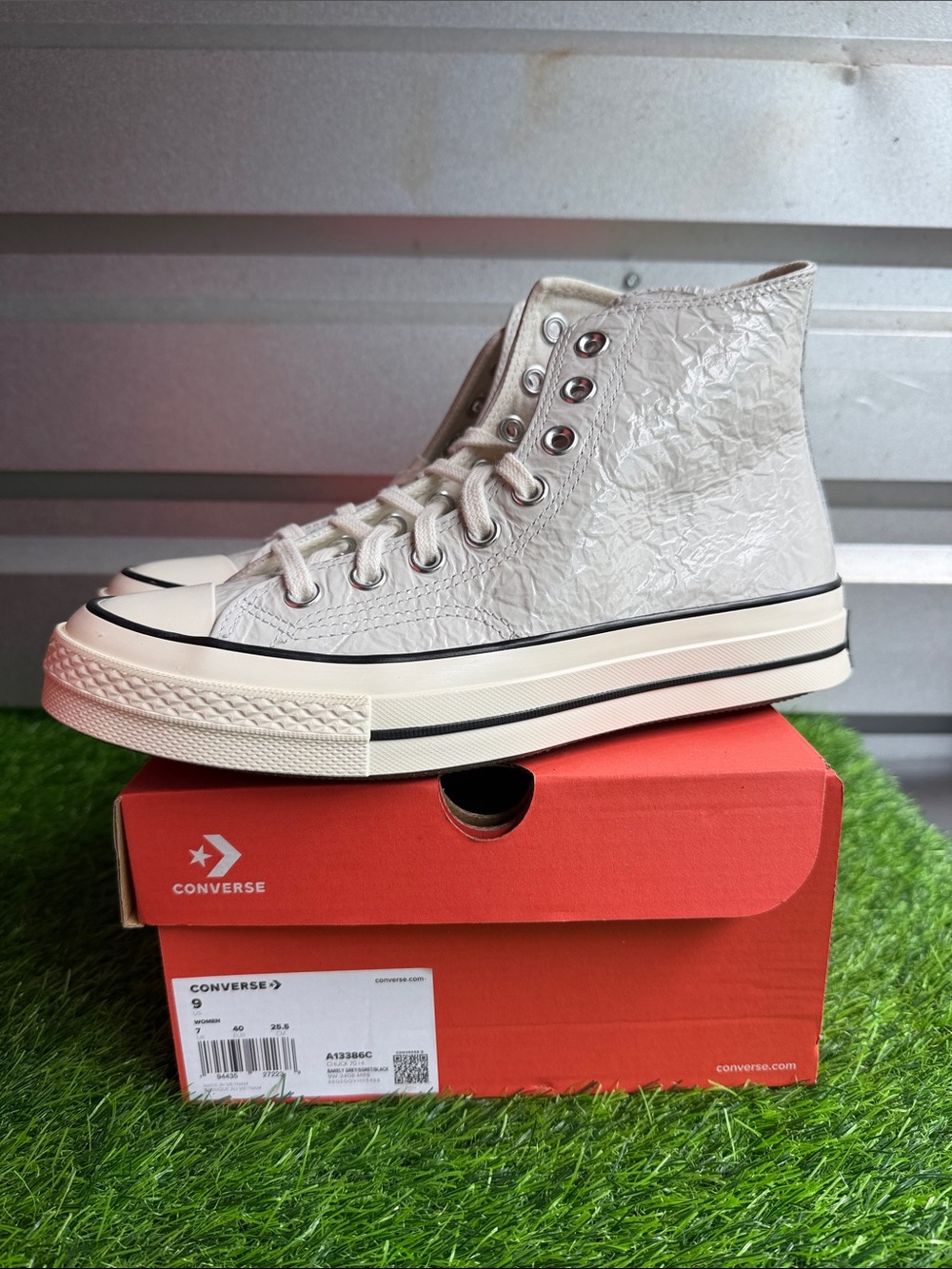Converse High Top Crinkled Platform Sneaker in Off-White